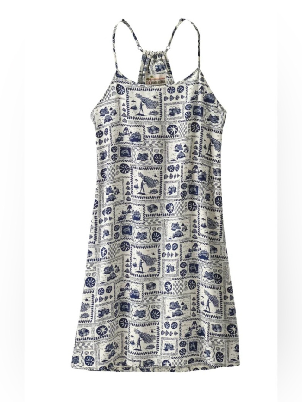 Patagonia Women's Limited Edition Pataloha Dress - Opihi Man Print Navy White S